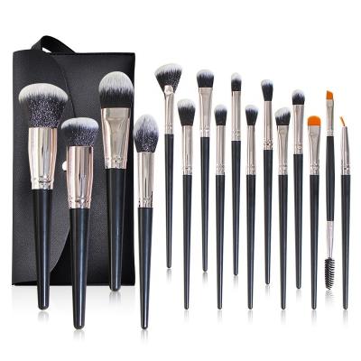 China Angular Blush Angular Blush Angular Blush Black High Quality 16PCS Vegan Synthetic Make Up Brushes Private Label Luxury Professional Makeup Brush With Bag for sale