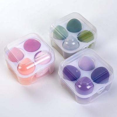 China 4PCS Face Makeup Beauty Box Face Makeup Sponge Powder Puff Powder Puff Egg Box Low Dry Wet Combo Mixing Set for sale