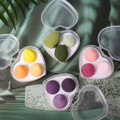 China 3Pcs Face Beauty Makeup Face Sponge Beauty Makeup Tools Cosmetic Blender Powder Puff Makeup Sponge Set With Love Heart Packing Box for sale