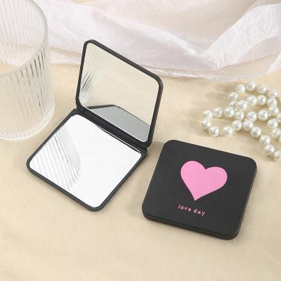 China Custom Logo Plastic Private Label Woman Makeup Vanity Mirror Pocket Mirror Folding Magnifying Mirror for sale