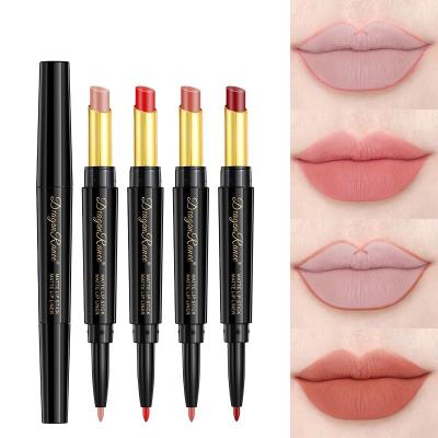 China 2023 New Style 8Colors Sunscreen Double Headed Lipliner Lipstick 2 In 1 Wholesale Custom Cosmetics Private Label Lip Makeup for sale