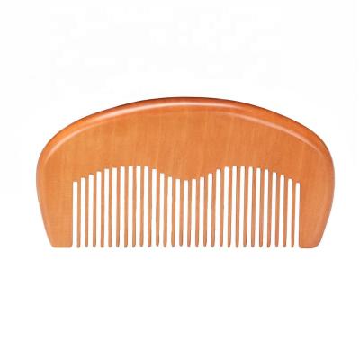 China Wholesale Custom Fine Natural Peach Comb Home Use Private Label Pocket Tooth Wooden Beard Comb for sale