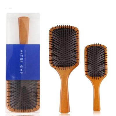 China Custom Logo Waterproof Square Beech Paddle Scalp Massage Shampoo Wooden Hair Brush Detangling Wooden Hair Brush for sale