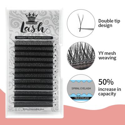 China MASSCAKU Long Natural Good Price Y Shape Synthetic Dark Black Y Type False Eyelashes Y Shape Eyelash Extension for sale