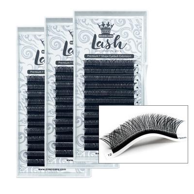 China Long MASSCAKU Y natural shape grafted eyelash whips yy lash trays individual eyelash extension seller for sale