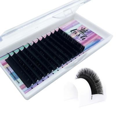 China Private Label Natural Wholesale Matte Black Long Ellipse Flat Eyelash Extensions for sale