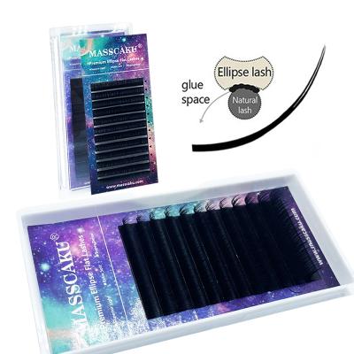 China MASSCAKU 0.20 Long Natural Ellipse C D Curl 8-18MM Matte Individual Mixed Flat Eyelash Extension for sale