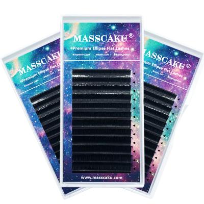 China MASSCAKU 015 020 Natural Long Individual Ellipse Flat Lashes Premium Classic Flat Curl Eyelashes Extension for sale