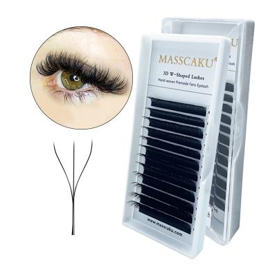 China 0.07mm C/D Long Loop W Volume Eyelash Extensions Natural Easy Fanning New Design W Shape Lashes for sale