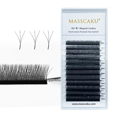 China MASSCAKU Handmade Wholesale Natural Long W Shaped Soft and Fashion Package W Eyelash Extension for sale