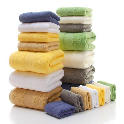 China Luxury Hotel Towels Child Safe Bath Towels 3 Pieces Set 100% Cotton for sale