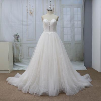 China 2022 Fashion Shiny Sequin Tulle Ball Gown Wedding Dress Bridal Gown Anti-Static With Back Lace for sale