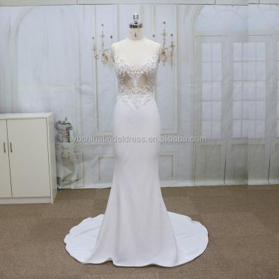 China Anti-Static Special Lace Beaded Bodice Mermaid Style Designer Heavy Wedding Dresses China for sale