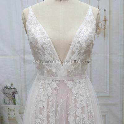 China Anti-Static Simple and elegant soft beach bridal gown factory for sale