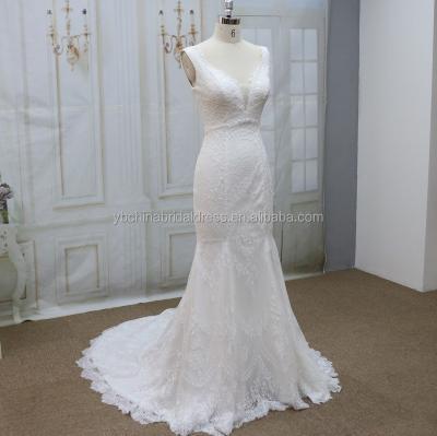 China Beautiful lace anti-static finished pattern with beach wedding dress wedding dress for sale