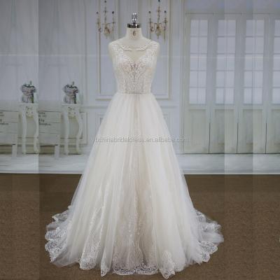 China Anti-Static French Lace Appliqued With Sheer Back Button Bodice 2020 Most Popular Wedding Dresses for sale