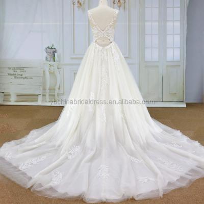 China Simple And Elegant Anti-Static Lace With Tulle Skirt Sexy Back Wedding Dress 2019 for sale