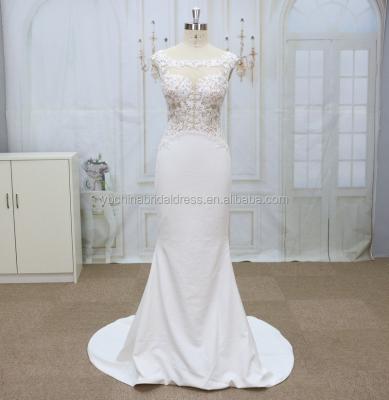 China Anti-Static Crepe Fabric With Beads Heavy Crystal Bodice Wedding Dress Hot Factory for sale