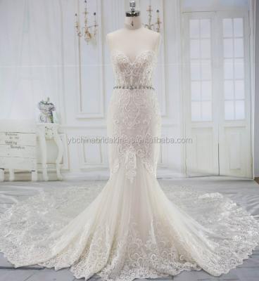 China Modern Anti-Static With Good Quality French Lace With Long Dress Mermaid Wedding Dress for sale