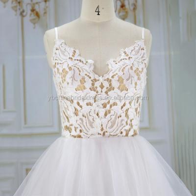 China Anti-Static French Lace With Horse Hair Tulle Skirt On Edge Ball Gown Wedding Dress Hot Sale for sale