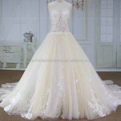 China Anti-Static Ball Gown Lace With Sweetheart Lace Neckline Back Cheap Wedding Dress for sale