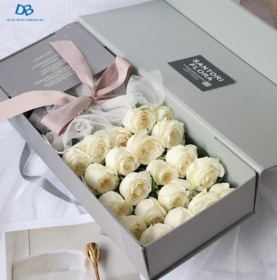 China Recyclable Handmade Custom Logo Rectangle Cardboard Paper Flower Box for sale