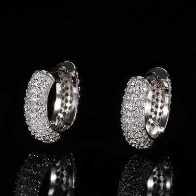 China Hiphop Outlet CZ Zircon Huggie Earrings 18K Gold Custom Women's Stylish Personalized Iced Out Round Stud Earrings Hip Hop Jewelry for sale