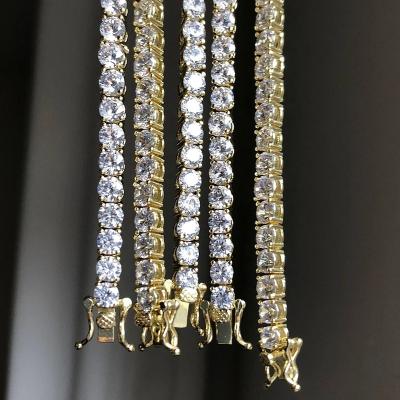 China TRENDY 4mm Bling Hip Pop Layered Diamond Tennis Chain Anklets For Women for sale