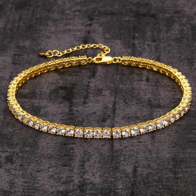 China 2021 New Hip Hop 3mm4mm5mm Ice Zircon Anklet Charm Jewelry New Hip Hop 2021 Single Row Copper Tennis Chain For Purchasing for sale