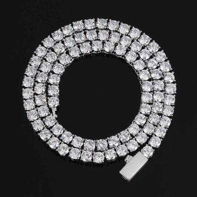 China Hip Hop 3mm/4mm/5mm Hip Pop Hook Snap Hook Diamond Tennis Chain Necklace Women for sale