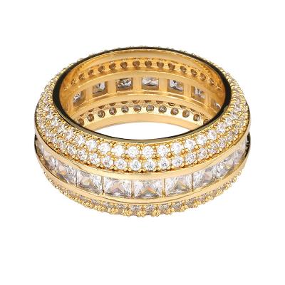 China Hiphop CZ Micro Paved 18K Gold Wedding Rings Designs For Men for sale