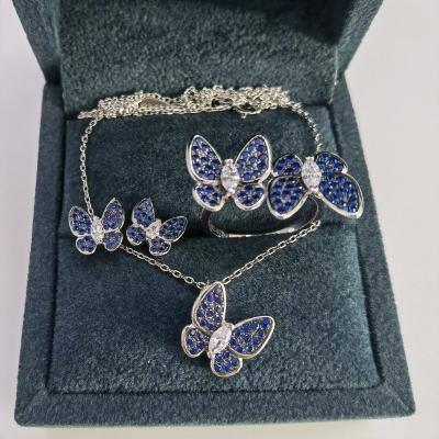 China Other Wholesale Trendy Jewelry Sets 925 Silver Butterfly Earrings Rings Necklace For Woman Gift for sale