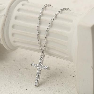 China Cross Jewelry Set of Four Clover Leaf 925 Sterling Silver Jewelry Cross Pendant Necklace Cross Earrings For Women Wholesale Jewelry for sale