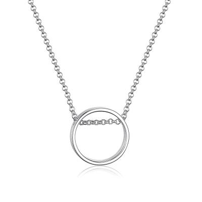 China High Polished 925 Sterling Silver Jewelry Circle Pendant Necklace Earrings Jewelry Set For Women Wholesale Jewelry for sale