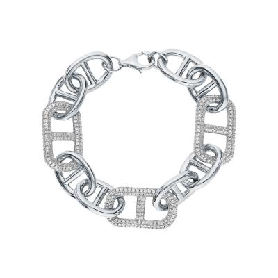 China 2022 Custom CLASSIC Jewelry 925 Hip-hop Jewelry Sterling Silver Coffee Bean Cuban Ice Out Chain Bracelet For Man Woman for sale