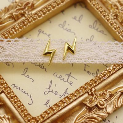 China 2022 Fashion Trendy Jewelry Real Gold Plated 925 Silver Thunder Lightning Stud Earrings For Woman Man Gift for sale