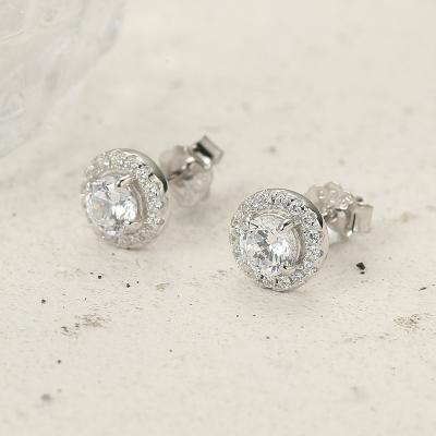 China Fashion CLASSIC Jewelry 925 Sterling Silver Earrings Sparkling Cubic Zirconia Stud Earrings For Woman Jewelry for sale