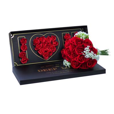 China Recyclable Custom Empty Rectangular Gift Deep Mom Love Mom Boxes Rose Bouquet Display Packaging Surprise for sale