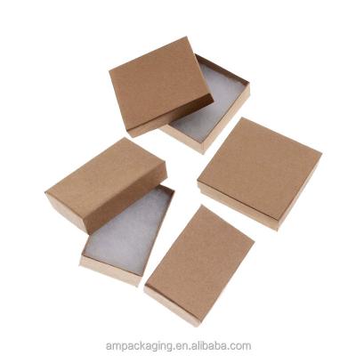 China Different Size Natural Brown Kraft Paper Jewelry Boxes Eco - Friendly With Cotton Filled for sale