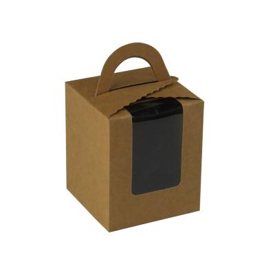 China Recyclable Folding Kraft Paper Box For Snack Dessert Cake Cheese Candy Packaging Baking Boxes With Windows for sale