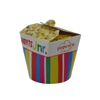 China Full Die Cut Food Grade Card Popcorn Packaging Boxes Handmade Pop Corn Yellow Paper Flat Box for sale