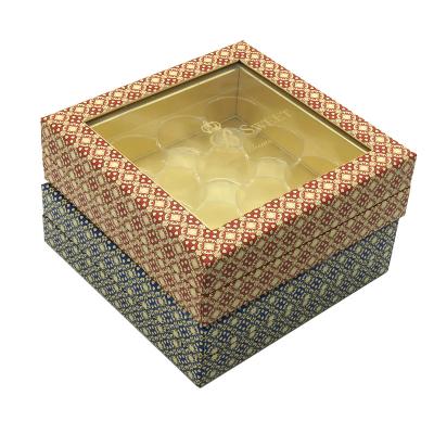 China Recyclable Transparent Gold Window Cardboard Truffle Gift Cookie Chocolate Rigid Boxes With Clear Lid for sale