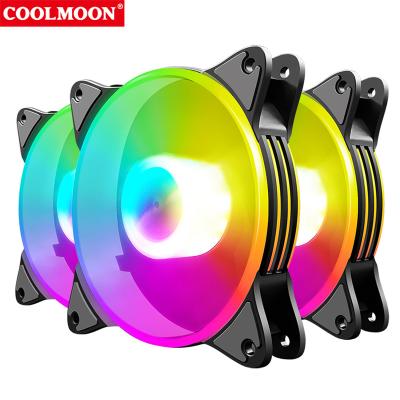 China Computer Case COOLMOON Magic Moon RGB Fan 120mm Aperture Multilayer Computer Case Fan With 5V ARGB Speed ​​PC Air Cooling Remote Control Fans for sale