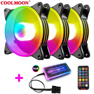 China Computer Case COOLMOON MagicMoon 3 Fan Package 120mm Computer Case Fan With Controlller 5V ARGB PC Cooling RGB Fan 3fan kit for sale