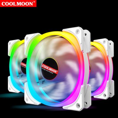 China White Computer Case COOLMOON CM-D3 3an Package 120mm PC Fan 3 RGB Fan +Controller Quiet Computer Case Fan for sale