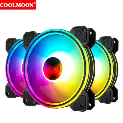 China HOT SALE 120mm computer case RGB computer FAN multi-layer apertur case fan with RF remote control for sale