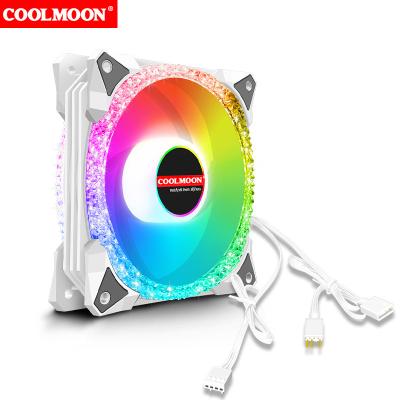 China Computer Case COOLMOON AS2 PWM ARGB FAN 120mm Diamond Ring Double Fans Computer Case Use CPU Cooler for sale