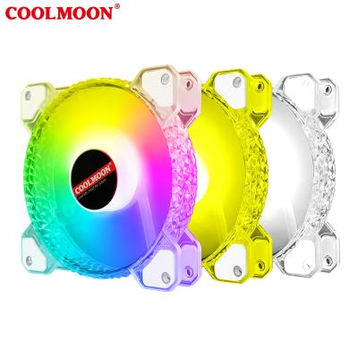 China COOLMOON CPU DIAMONDS Computer Case Fan 120mm 12V PWM Sync Motherboard ARGB Lights High Performance CPU Air Cooling Fan for sale