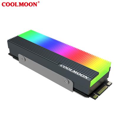 China 2280 M.2 COOLMOON CM-M2A M.2 SSD Cooler 5V ARGB Motherboard Light Syn Software Control LED m2 Soclid Accessible Status Drive Heatsink for sale