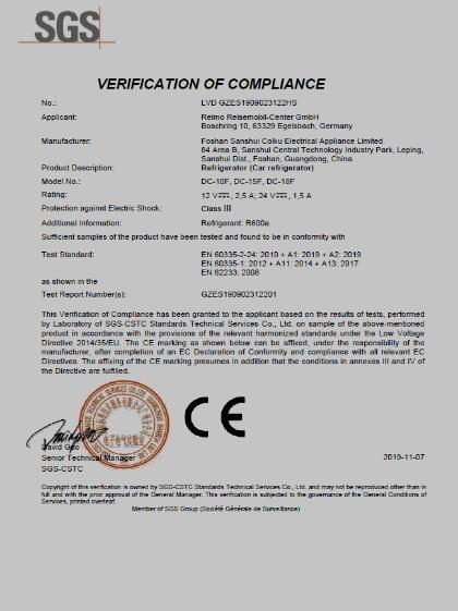 CE - Foshan Sanshui Colku Electrical Appliance Ltd.